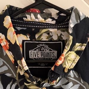 Men's Floral Casual Button Down Shirt - Black